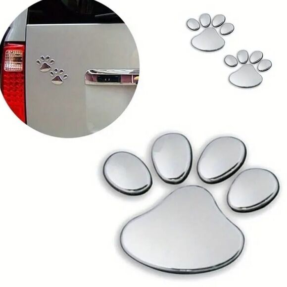 2PCS/Set 3D Cool Paw Print Car Stickers Dog & Cat Footprint Decals - Picture 2 of 10